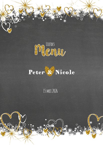 Trouwmenu stoer lief en goud 2