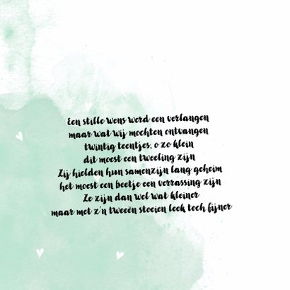 Tweeling geboortekaartje watercolour jongens - LO 2