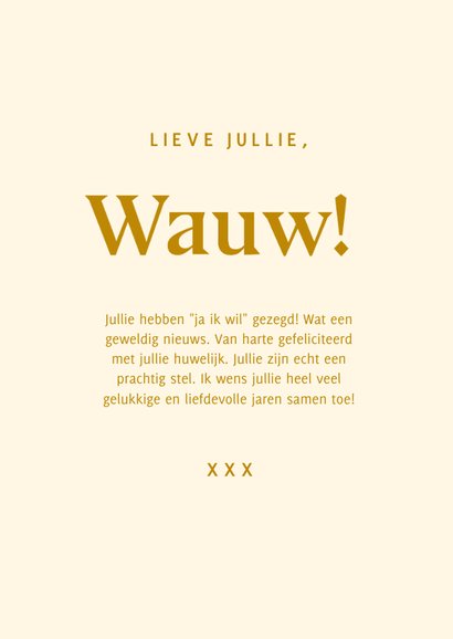 Typografisch felicitatiekaartje wauw getrouwd 3