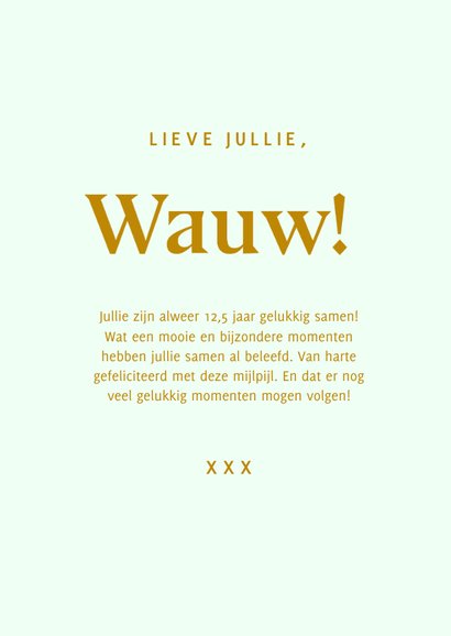 Typografisch felicitatiekaartje wauw huwelijksjubileum 3