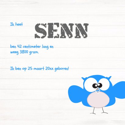 Uiltje gezin geboortekaart van Mo Cards - aanpasbaar 3