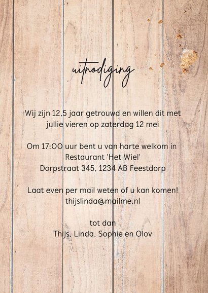 uitnodiging 12,5 jaar getrouwd - hout en velvet 3