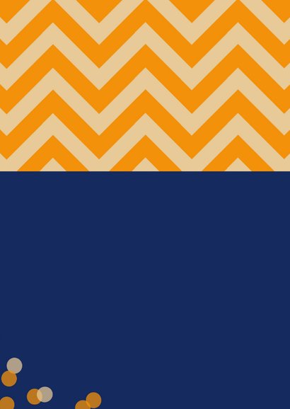 Uitnodiging 16 jaar zigzag met blauw oranje 2
