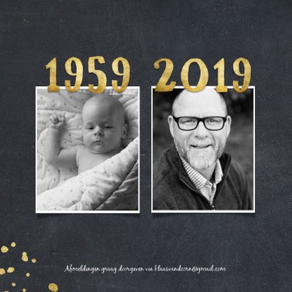 Uitnodiging 1959 met foto's en gouden spetters 2