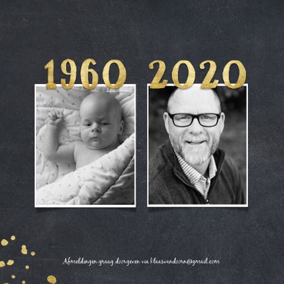 Uitnodiging 1960 met foto's en gouden spetters 2