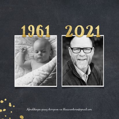 Uitnodiging 1961 met foto's en gouden spetters 2