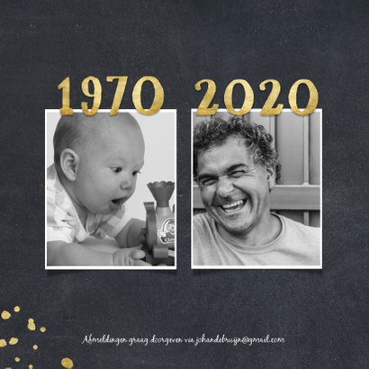 Uitnodiging 1970 met foto's en gouden spetters 2