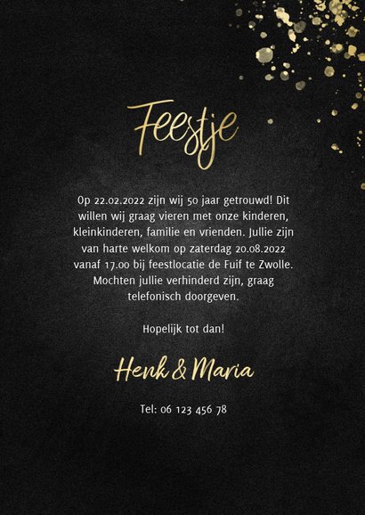 Uitnodiging 1970/2020 jubileum fotocollage met spetters 3