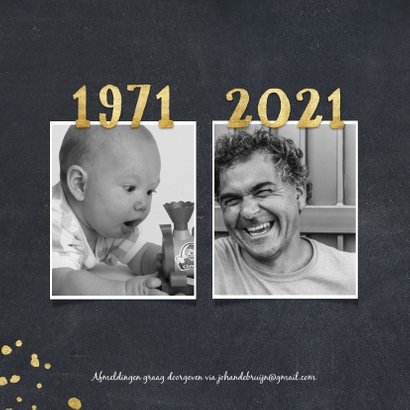 Uitnodiging 1971 met foto's en gouden spetters 2