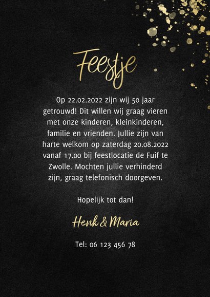 Uitnodiging 1972/2022 jubileum fotocollage met spetters 3