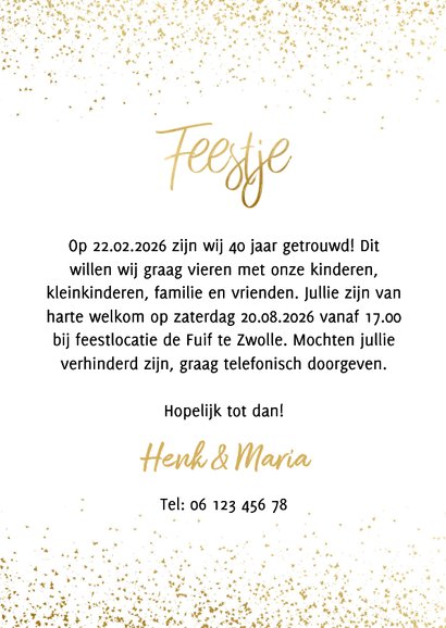 Uitnodiging 1986/2026 jubileum fotocollage met confetti 3