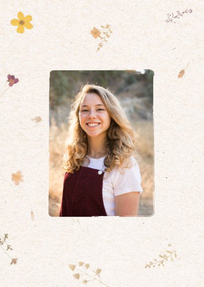 Uitnodiging 21 diner met foto en bloemetjes 2