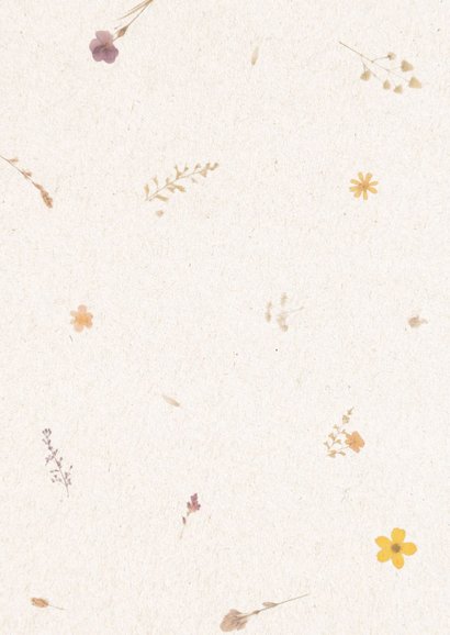 Uitnodiging 21 diner met foto en bloemetjes Achterkant