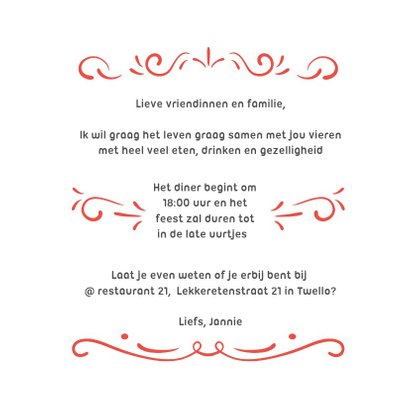 Uitnodiging 21 diner 'you're invited!' 3
