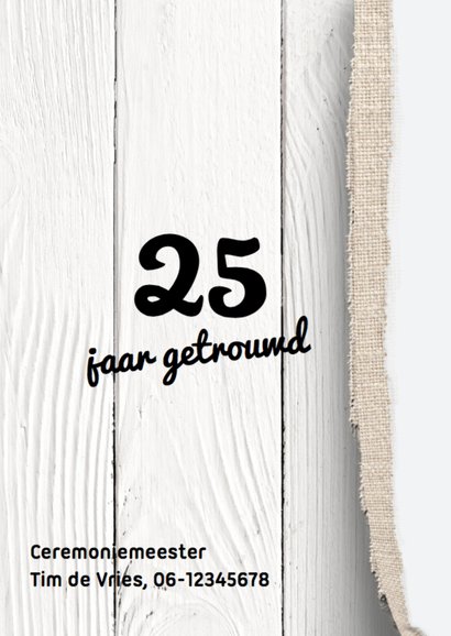 uitnodiging 25 jaar getrouwd - foto hout LO 2