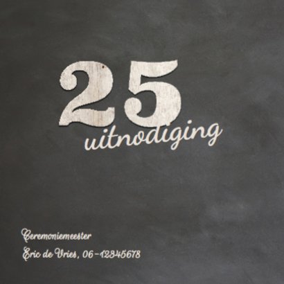 uitnodiging - 25 jaar getrouwd met cijfers hout 2