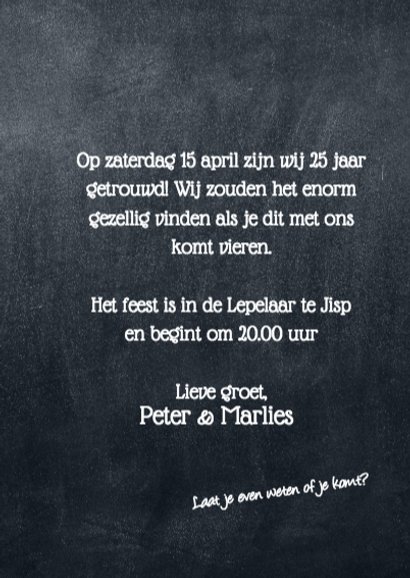 Uitnodiging 25 jaar huwelijk 3