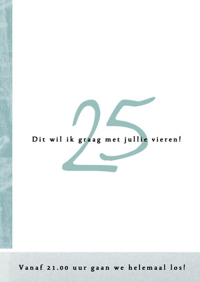 Uitnodiging 25ste verjaardag met speelse opmaak 2