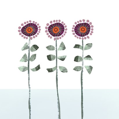 Uitnodiging 40 eenvoudig, met illustratie bloemen 2