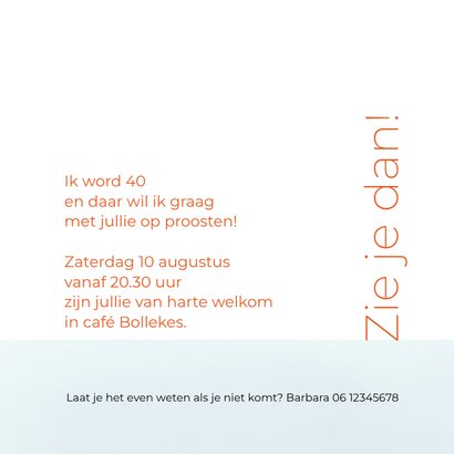 Uitnodiging 40 eenvoudig, met illustratie bloemen 3