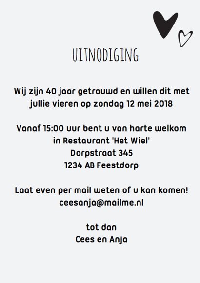 uitnodiging 40 jaar getrouwd - licht hout LO 3