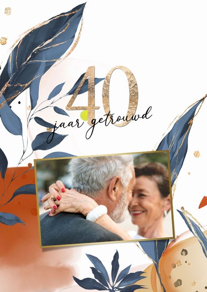 Uitnodiging 40 jaar getrouwd watercolor bladeren 2