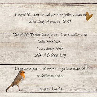 uitnodiging 40 jaar - hout print LO 3
