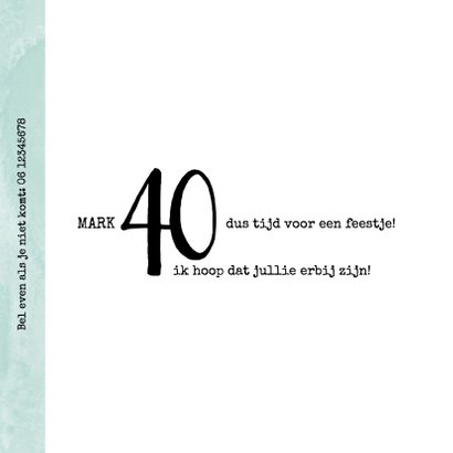Uitnodiging 40ste verjaardag, modern en stoer met foto 2