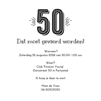 Uitnodiging 50 Abraham of Sarah 3