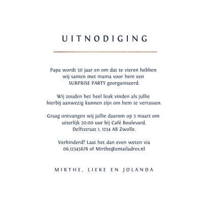 Uitnodiging 50 jaar 1969 stijlvol geometrisch goud 3