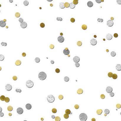 Uitnodiging 50 jaar ballon zilver en confetti Achterkant