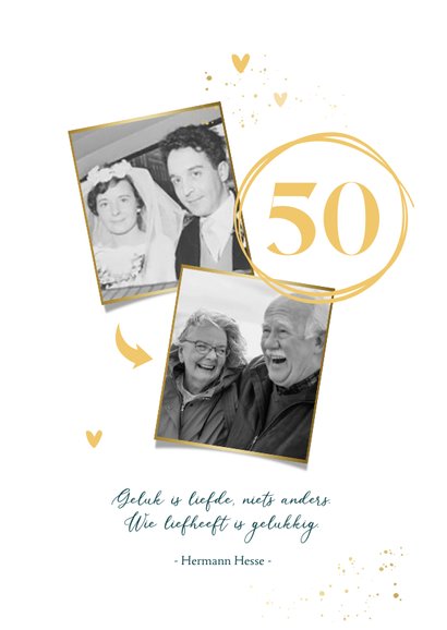 Uitnodiging 50 jaar getrouwd fotocollage in cirkel 2