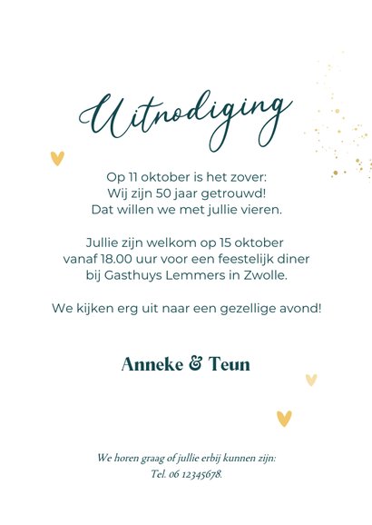 Uitnodiging 50 jaar getrouwd fotocollage in cirkel 3
