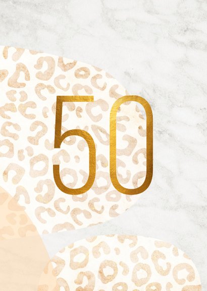 Uitnodiging 50 jaar goud met panter en marmer abstract 2