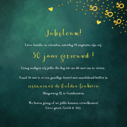 Uitnodiging 50 jaar gouden confetti 3