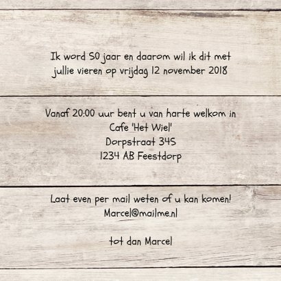 uitnodiging 50 jaar - hout print 3