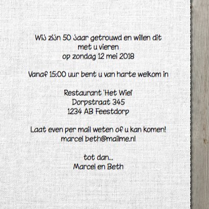Uitnodiging 50 jaar huwelijk rozen 3