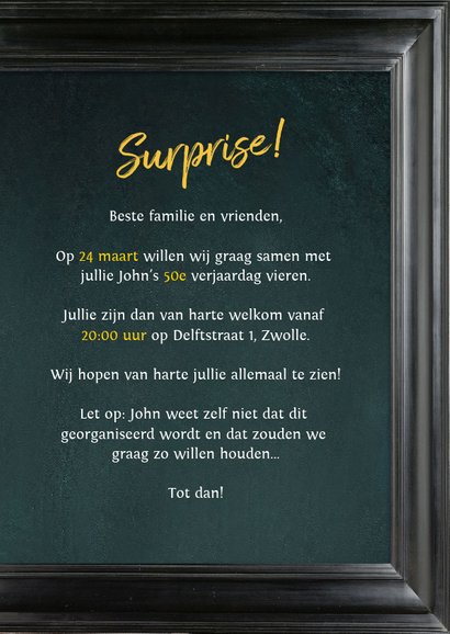 Uitnodiging 50 jaar man schilderij Rembrandt van Rijn 3
