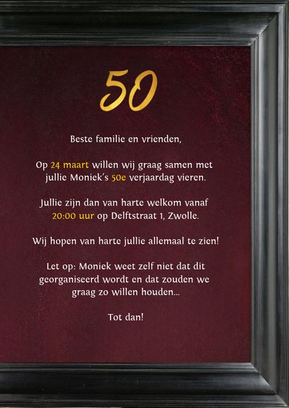 Uitnodiging 50 jaar schilderij Rembrandt van Rijn portret 3