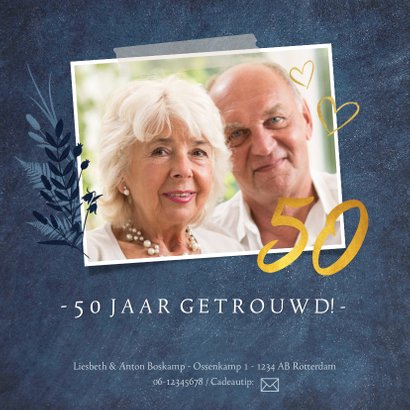 Uitnodiging 50 jarig huwelijksfeest - met 2 foto's en 1970 2