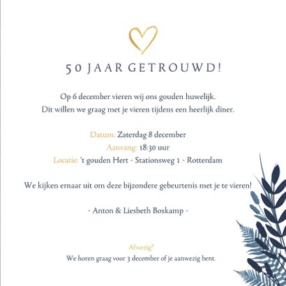 Uitnodiging 50 jarig huwelijksfeest - met 2 foto's en 1970 3
