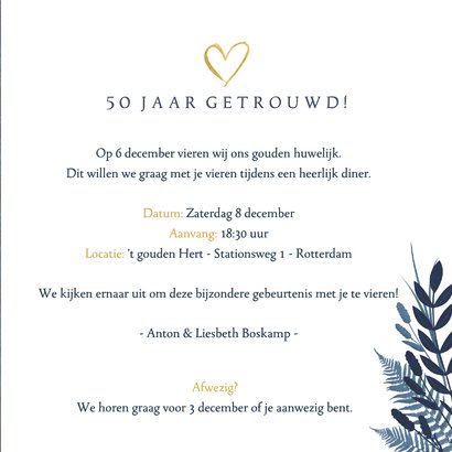 Uitnodiging 50 jarig huwelijksfeest - met 2 foto's en 1976 3