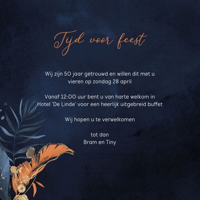 Uitnodiging 50 jarig huwelijksjubileum velvet look 3