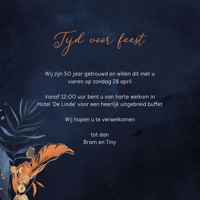 Uitnodiging 50 jarig huwelijksjubileum velvet look 3