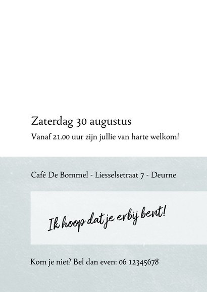 Uitnodiging 50ste verjaardag, handgeschreven 50 3