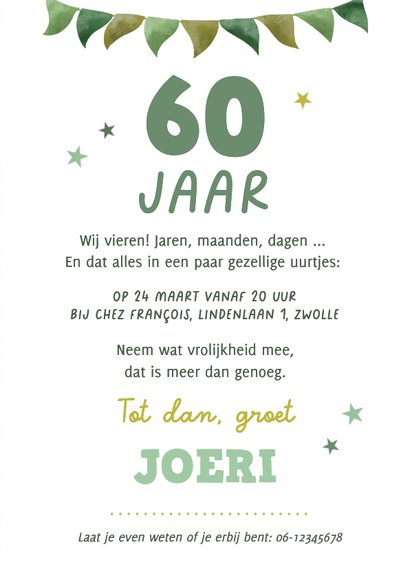 Uitnodiging 60 jaar verjaardagsfeestje maanden dagen & uren 3