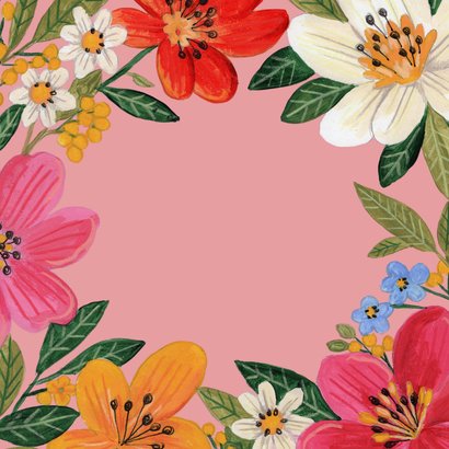 Uitnodiging 60e verjaardag  met kleurrijke bloemen Achterkant