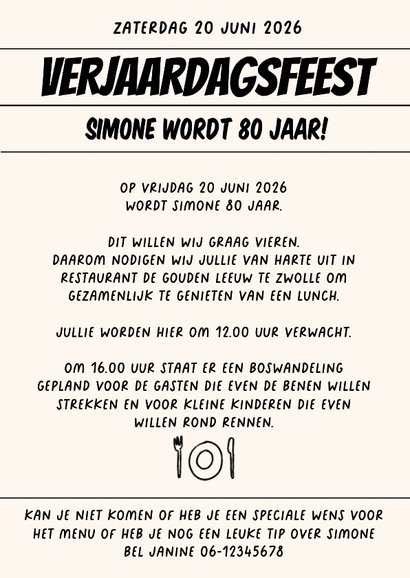 Uitnodiging 80 jaar krant van toen in 1946 3