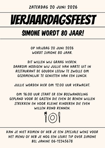Uitnodiging 80 jaar krant van toen in 1946 3