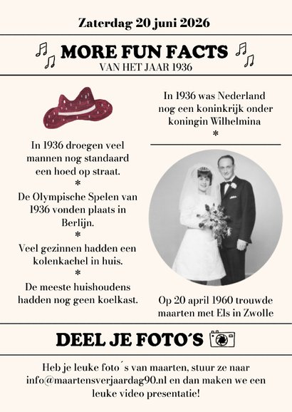 Uitnodiging 90 jaar man | Krant uit 1936 2